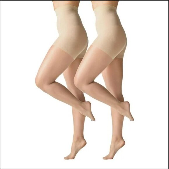NEW 2 Packs of 2 Silk Impressions SZ XXL 20 Denier Sheer Pantyhose in Beige - Picture 2 of 7